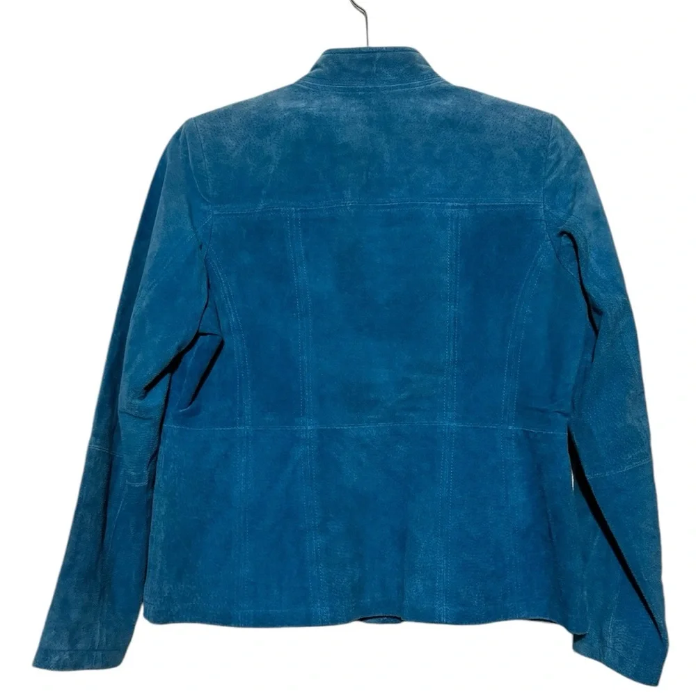 Relativity Vintage Bright Cerulean Cyan‎ Blue Genuine Leather Full Zip Jacket MP